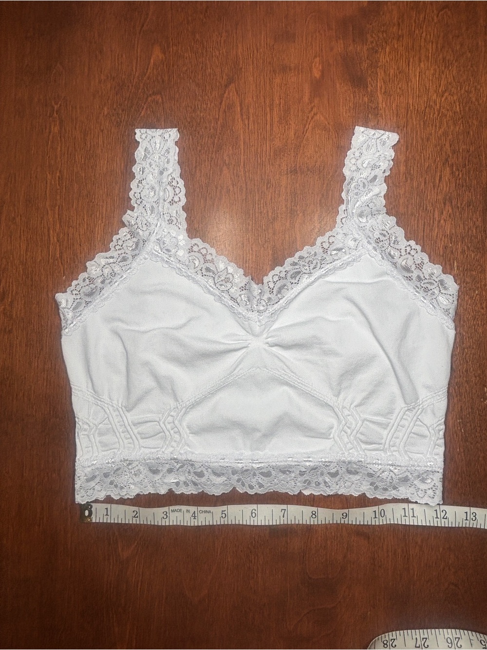 Elietian White Seamless Lace Longline Bralette Cami